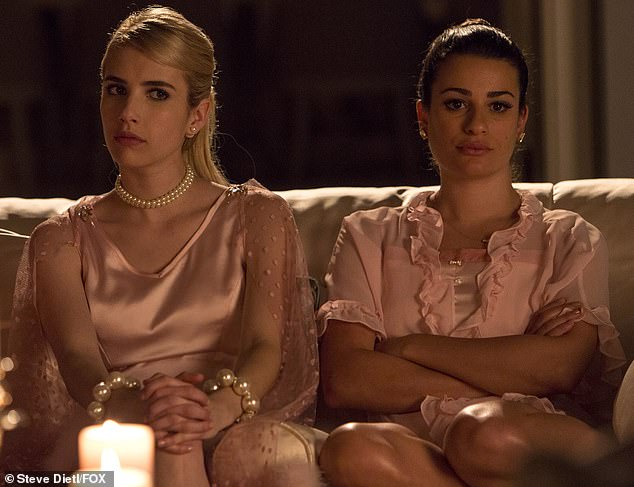 Here's how they were: Emma and Lea starred together in Ryan Murphy's short-lived show Scream Queens (pictured) amid a cast that included Keke Palmer and Abigail Breslin.