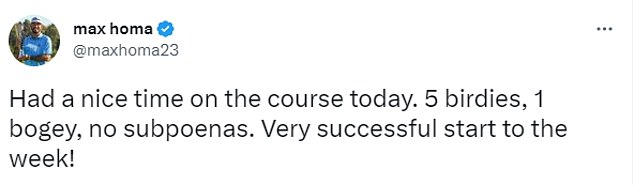 Homa said on Twitter that he had a successful start to the week without citations on Wednesday.