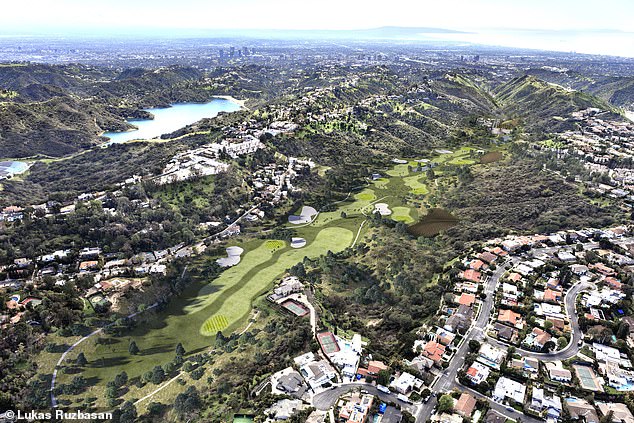 A rendering showing a golf course in Senderos Canyon