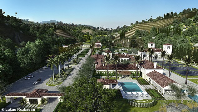 Representation of a mansion and a vineyard in the Senderos Canyon