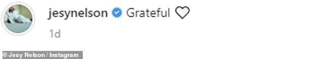 Happy: The singer captioned her post: 'Grateful' and added a heart emoji, recalling her few days off