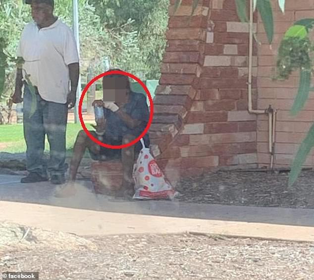 Prime Minister Anthony Albanese announced Tuesday that temporary restrictions would be introduced for the next three months in an effort to stem the crime wave (a resident pictured drinking a 'hand sanitizer cocktail')