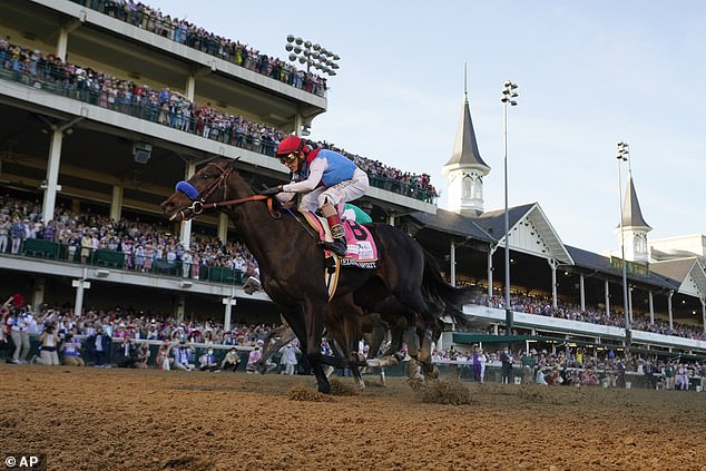 Baffert remains under a two-year suspension by Churchill Downs Inc., which sidelined him after Kentucky Derby winner Medina Spirit (above) tested positive for a non-permitted substance.