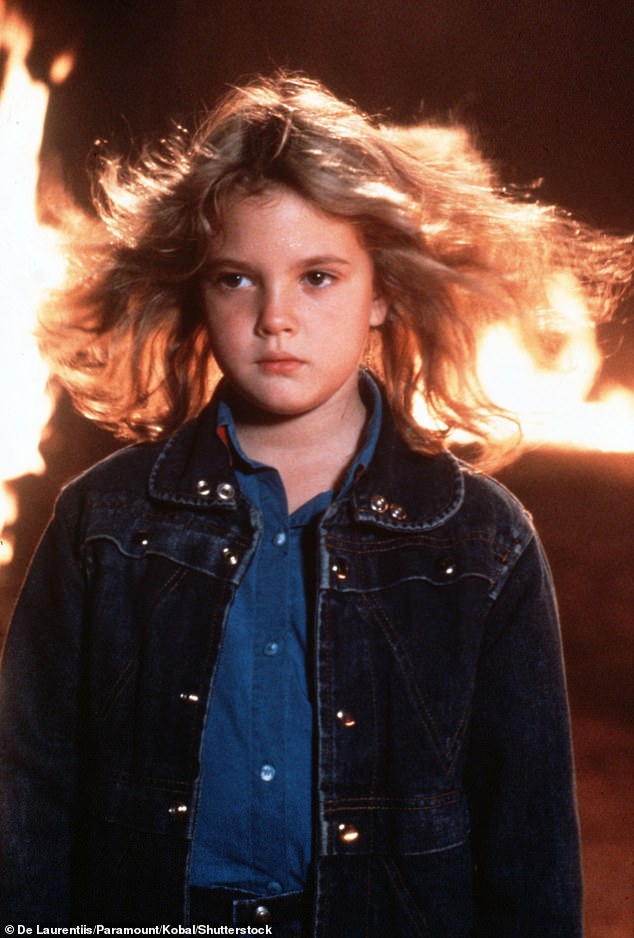 The OG: Barrymore originated the role of the pyrokinetic marvel, Charlene 'Charlie' McGee, in the 1984 film adaptation of Stephen King's novel of the same name (pictured)