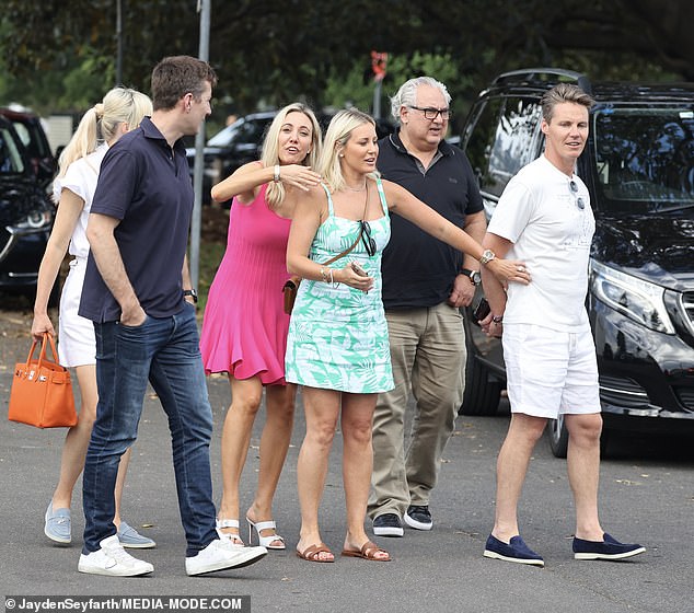 The PR queen, who closed her Sweaty Betty PR agency in November after 18 years in business, gathered at the waterfront venue with a handful of friends and her husband Oliver Curtis (right).