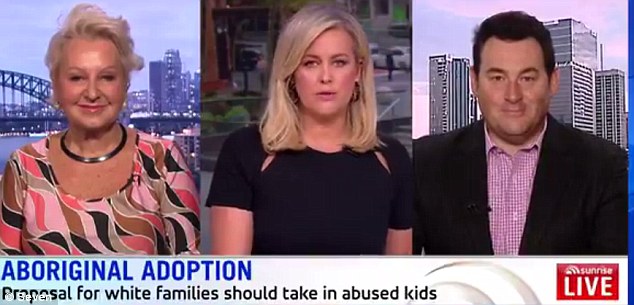 Sunrise presenter Samantha Armytage (centre) and commentators Prue MacSween (left) and Ben Davis (right) came under fire after a controversial debate over Aboriginal adoption. 