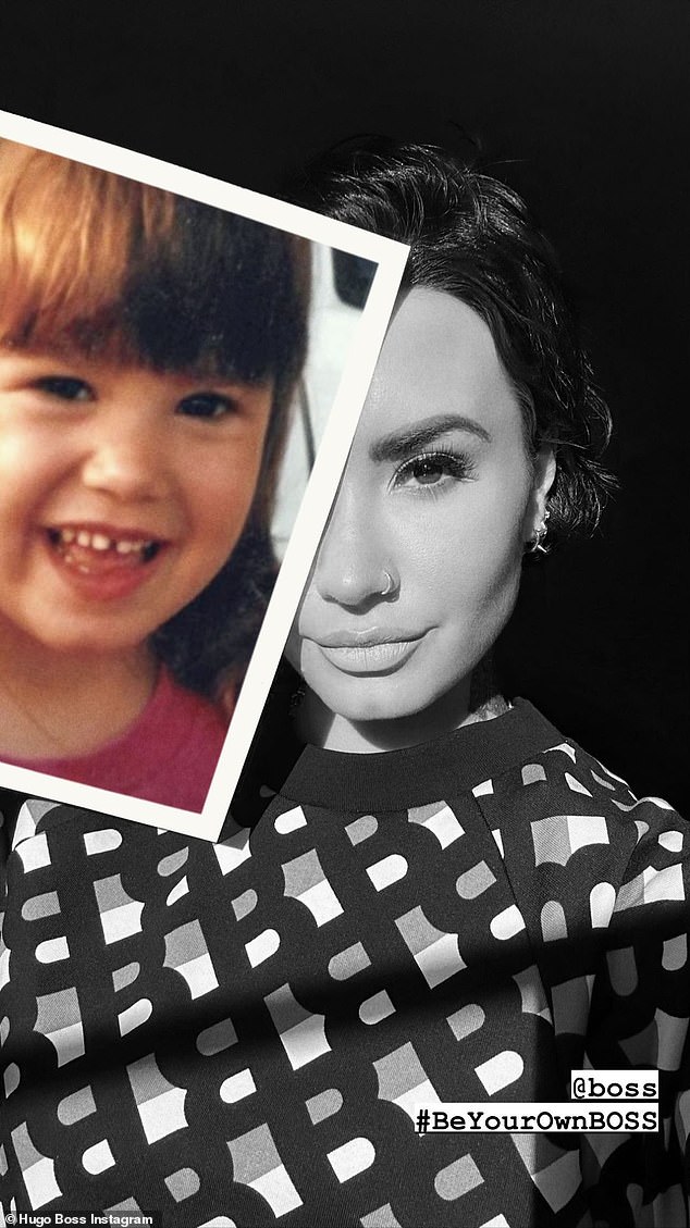 Switching things up: Demi Lovato flipped the script by sharing a current black and white photo and a color throwback of herself