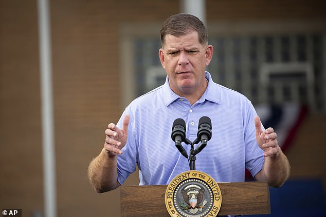 The Department of Labor and Biden's Secretary of Labor, Marty Walsh (above), are defendants in the lawsuit, which was filed Thursday in the US District Court for North Texas.