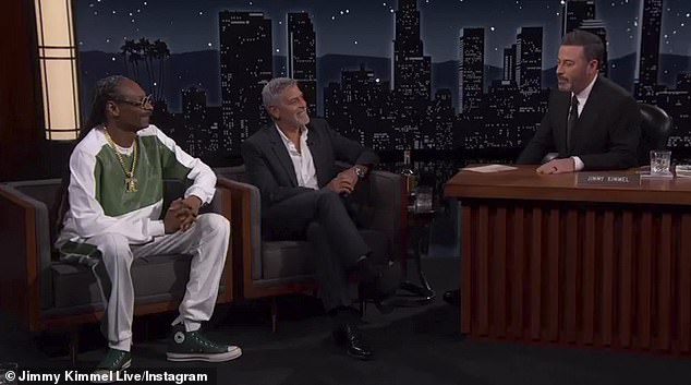 Take a walk down memory lane: Kimmel reminisced about the show in 2003 with Clooney and Snoop