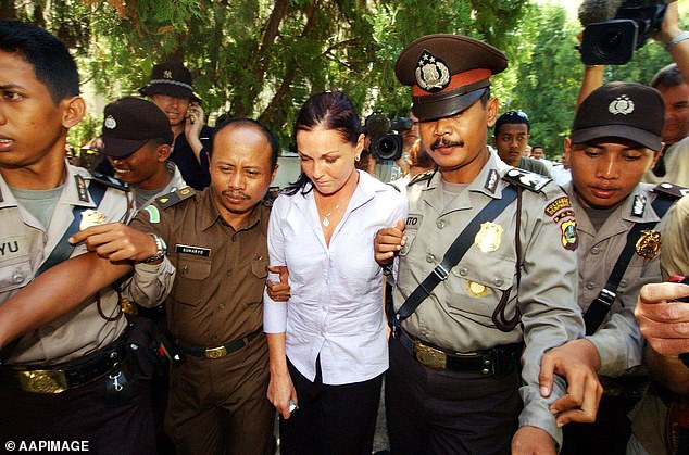 Schapelle (pictured in April 2005) was infamously convicted of smuggling cannabis into Indonesia before being imprisoned for nine years in Bali's Kerobokan prison.