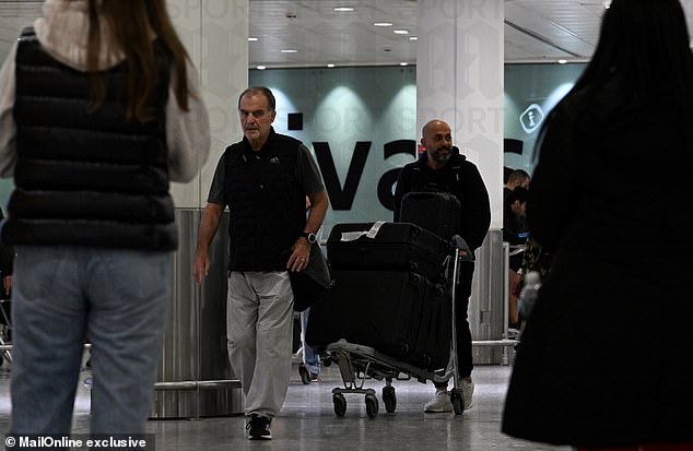 Bielsa was photographed arriving in London on Thursday in exclusive Sportsmail images