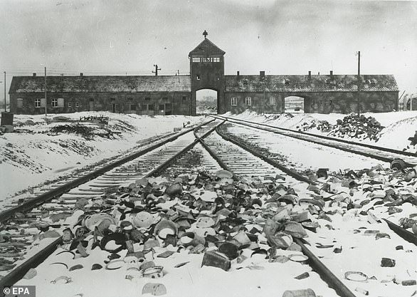 Auschwitz, pictured in 1945, was liberated by Soviet troops 76 years ago on Wednesday after about 1.1 million people were murdered in the Nazi death camp