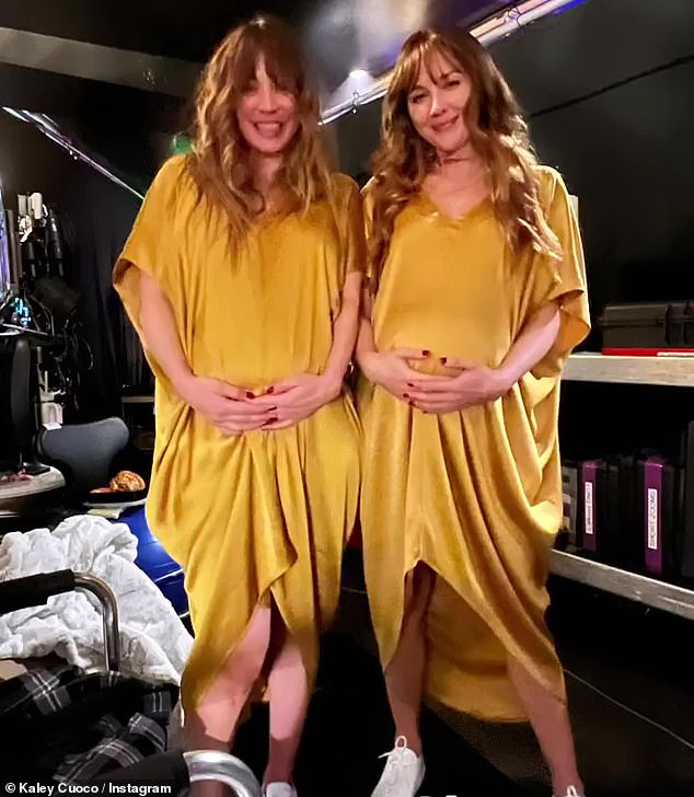 Twinning: The pregnant Big Bang Theory star wore matching maternity dresses with her 29-year-old doppelganger  