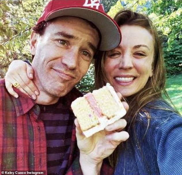 Sweet announcement: The Flight Attendant star broke the big news of her pregnancy in October by posting an Instagram album that showed her and Tom snuggling with a cake that had pink icing inside