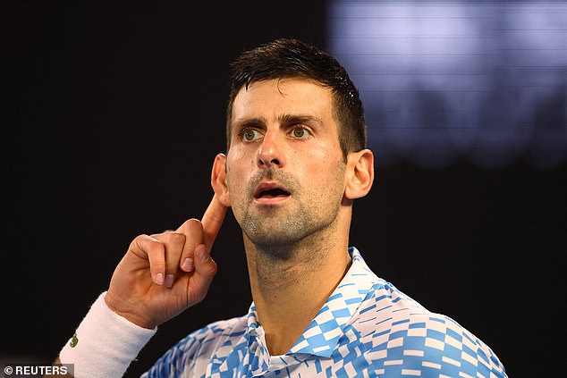 Djokovic won the first set and put his finger to his ear to taunt the crowd.