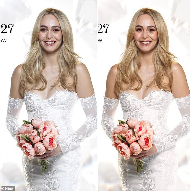 MAFS viewers are convinced that the upcoming season was filmed on a shoestring budget after noticing a small detail in publicity photos of the cast.  Eagle-eyed fans pointed out that the images of the brides and grooms looked 'washed out' and had not been color corrected.  (Pictured: Tahnee Cook)