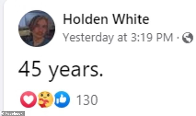 White posted a Facebook update about the date of Seneca's hearing writing: '45 years'