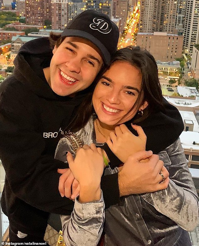 The 26-year-old first gained fame through her work as an assistant to YouTube star David Dobrik (pictured together)