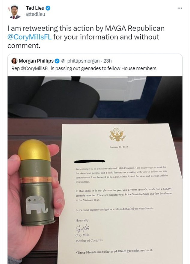 1674838973 2 Republican defends sending grenades to colleagues as a simple gift