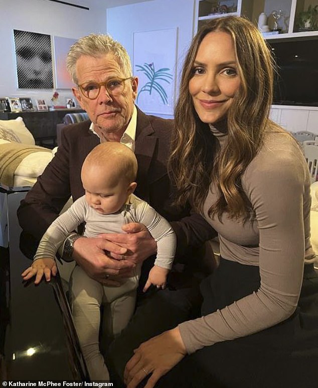 The cute family: David and Katharine with their little boy, Rennie