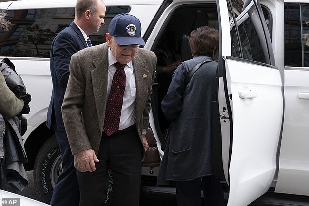 Charles Sicknick, the father of fallen US Capitol Police Officer Brian Sicknick, arrives for the sentencing hearing
