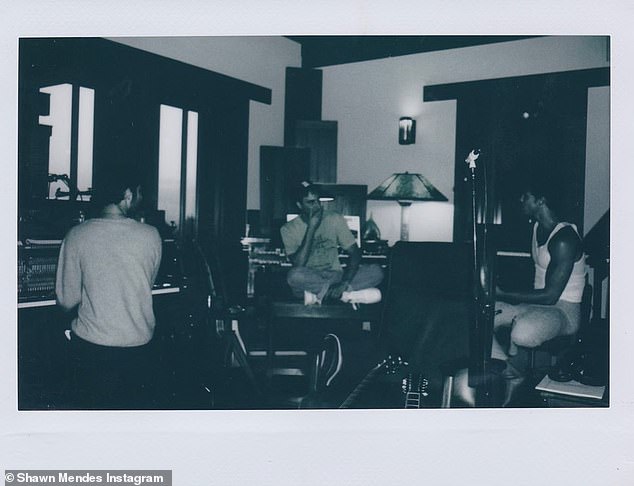 Hanging out: Last October, the singer-songwriter was seen playing guitar and discussing ideas with collaborators in a trio of takes that he shared on his Instagram account.