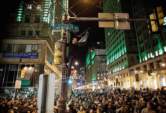 Fans in Philadelphia have made it a habit to climb light poles during sports celebrations.