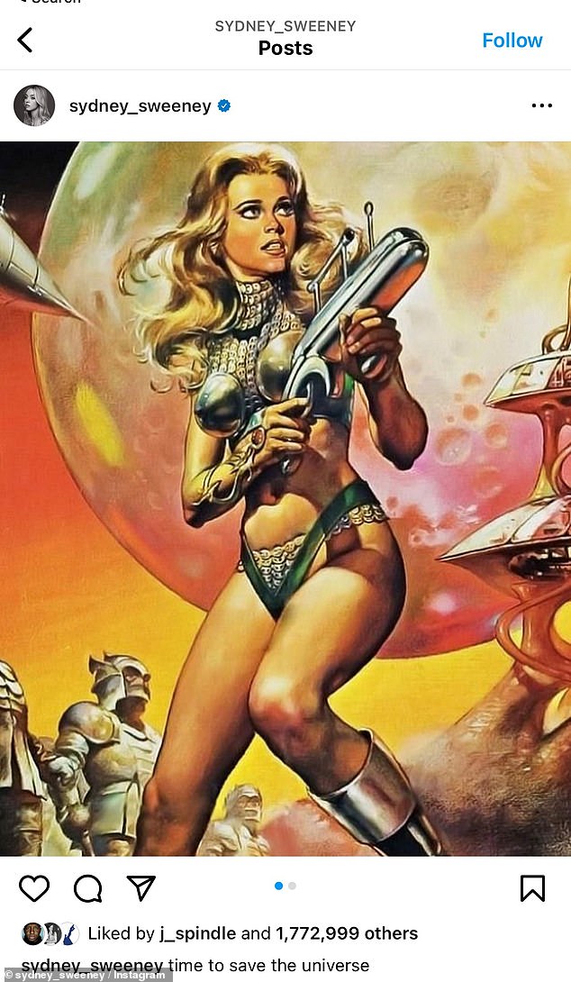 Confirmation: Sweeney confirmed the news of his role in the Barbarella reboot on Instagram