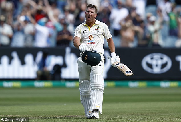 Australia's David Warner celebrates a double century in the second Test against South Africa this summer.  He will expect similar results on the India tour.