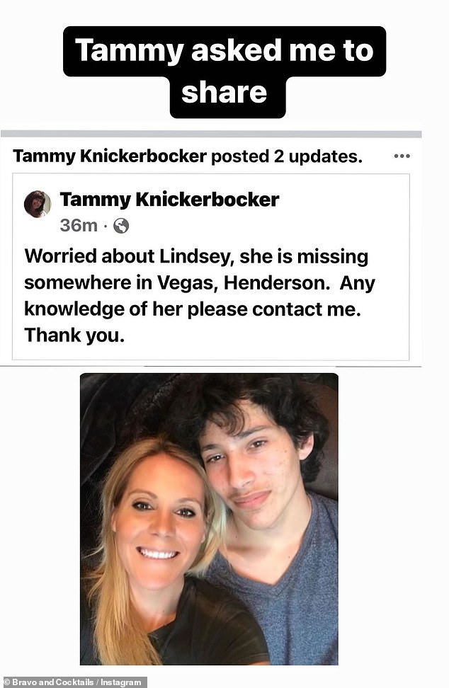 Worried mom: Tammy Knickerbocker confessed she's 'worried about Lindsey' and that she's missing somewhere in the Las Vegas, Henderson area of ​​Nevada