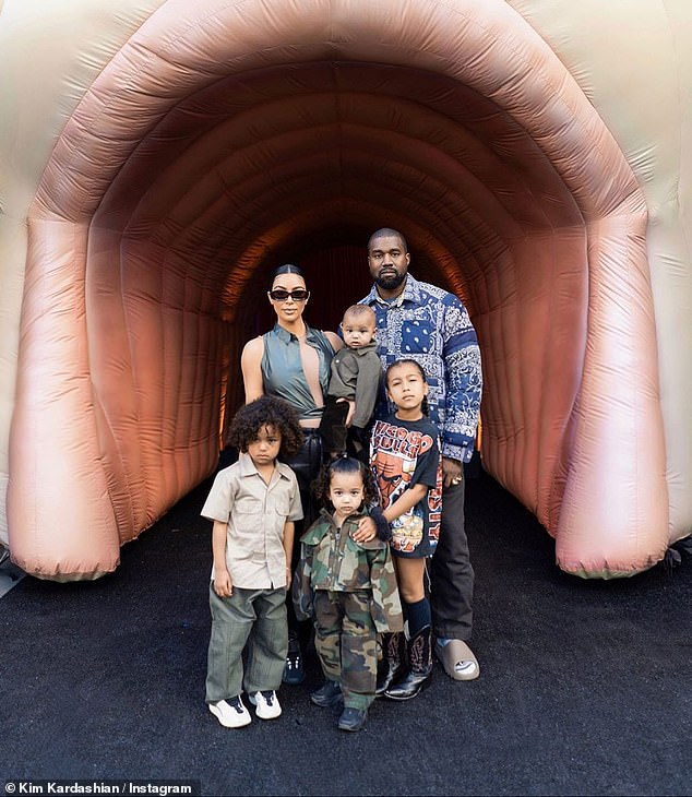 Kim and Kanye spotted with their four children in 2020