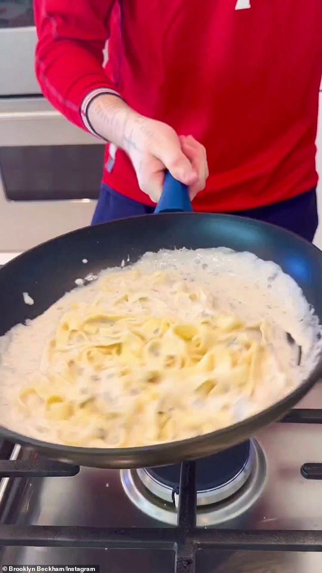 Fry: Added cooked pasta and tossed to combine