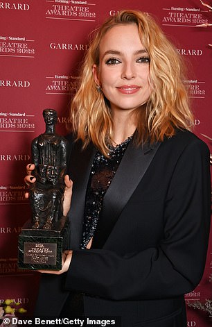 Killing Eve star Jodie Comer, pictured at the Evening Standard Theatre Awards as the winner for Best Actress for 'Prima Facie'. She is one of many celebs to be trained by Luke Worthington such as models Winnie Harlow and Munroe Bergdorf