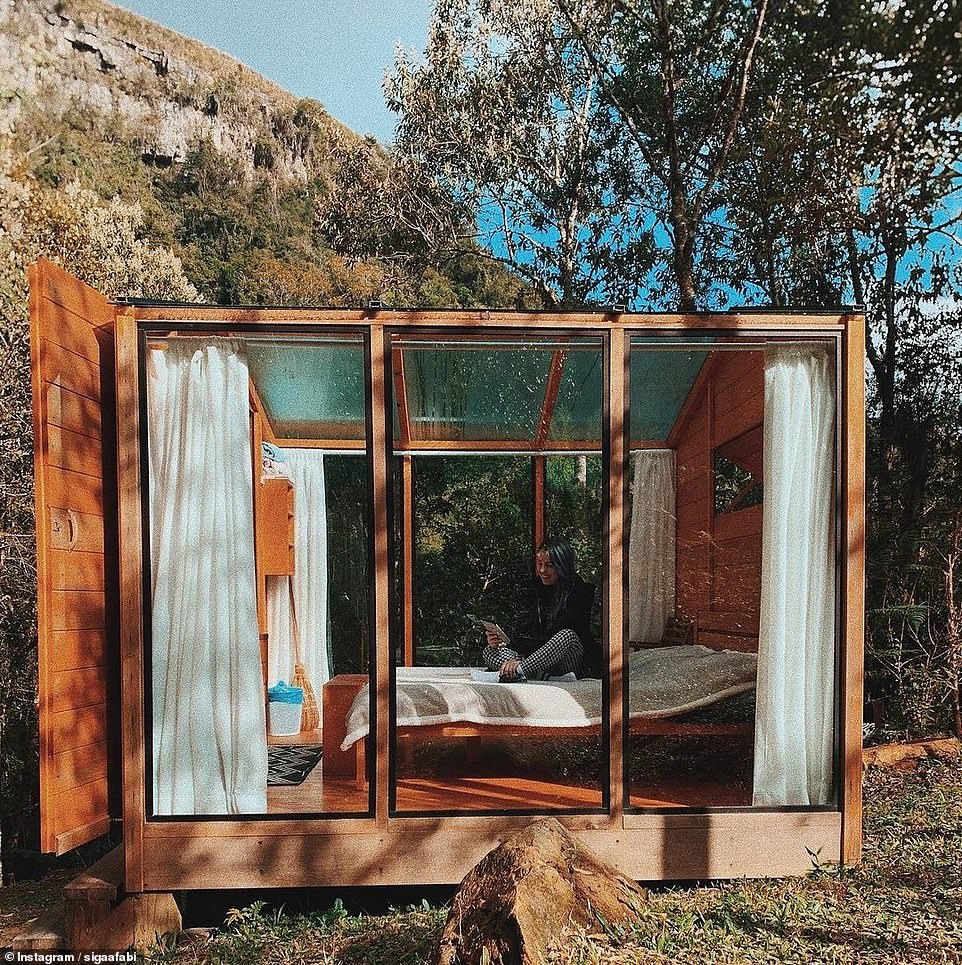 2. CRISTAL CABIN IN THE FOREST (SANTA CATARINA, BRAZIL): 'Located in Vale das Furnas, a 27-hectare (67-acre) forest in a canyon, this simple, beautiful and affordable cabin is designed with total immersion in nature. nature.  in mind