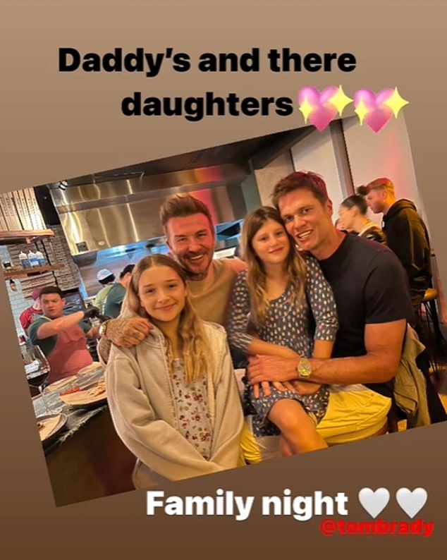 Family: It comes after David, Cruz and Harper enjoyed a family pizza night with BFFTom Brady and theirs on Thursday, as the NFL star continues to work through his divorce from Gisele Bundchen.
