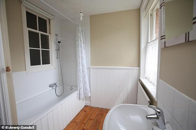 On the first floor was a simply decorated family bathroom, which the family of five would have shared