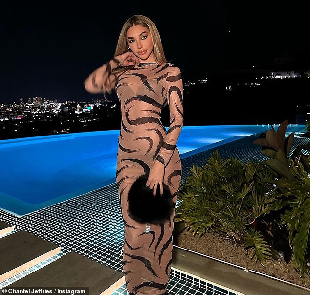 Meowing Cats: The black panties and bra Chantel was wearing under her dress were clearly visible.  She described the look as 'cats meow' and tagged the Fashion Nova clothing line in her post.