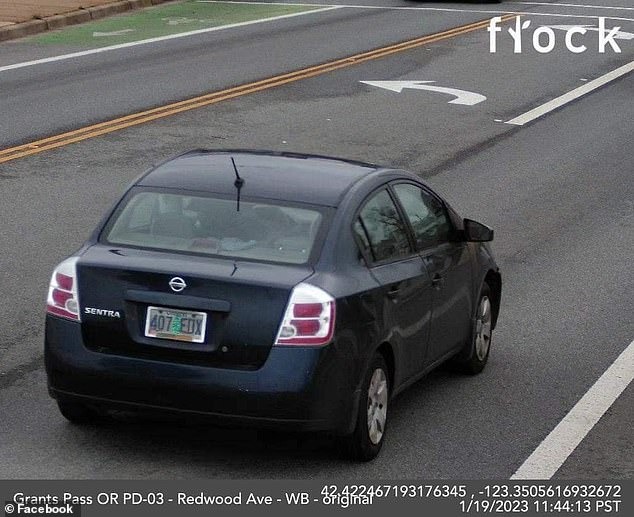 Police sent a search warrant to a residence on the Sunny Valley Loop in Wolf Creek, where his car (pictured) was found.  Police also found evidence that he was using dating apps to aid in his crimes.