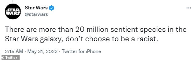 Speak up: In May, the official Star Wars Twitter account tweeted in support of Moses after he was subjected to racist abuse.