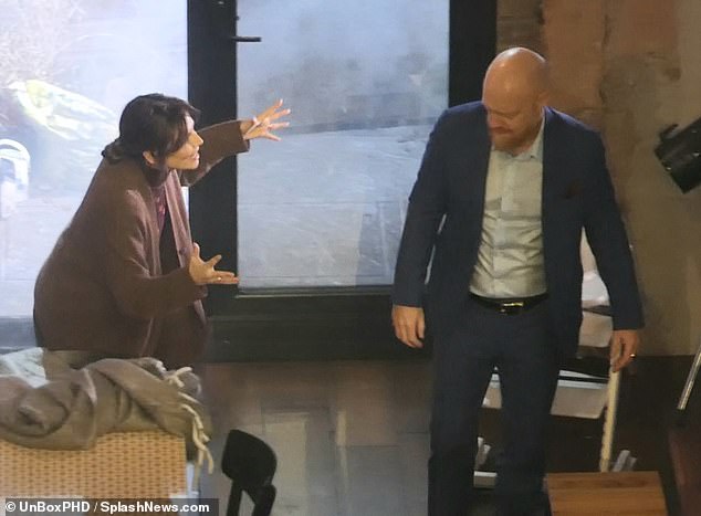 Acting: Cheryl looked very animated as she yelled at former EastEnders actor Jake Wood, 50, who plays the character of Ben