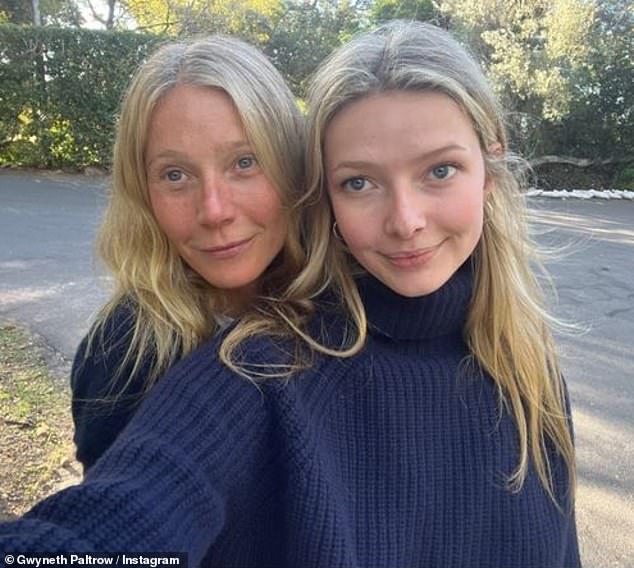 Her mini-me: At the launch of her G. Label Core Collection clothing line in 2020, Gwyneth's twin daughter Apple, one of two children she shares with ex-husband Chris Martin, modeled the designs.