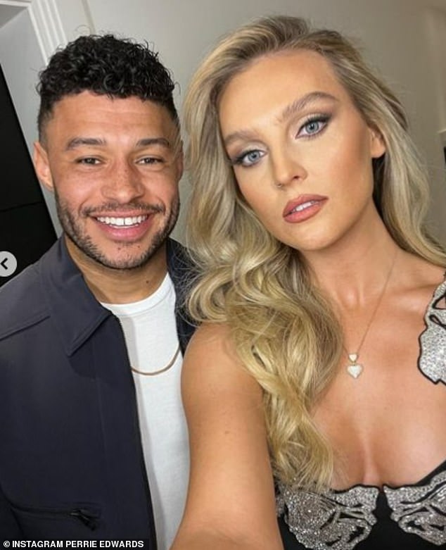 Lucky boy: The blonde bombshell also shared some selfies with her boyfriend Alex Oxlade-Chamberlain, 29