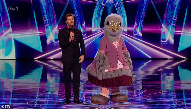 Born to act: Canadian comedian, who gave birth to her third child in December and said she was a month away from giving birth while filming last year (pictured with host Joel Dommett)