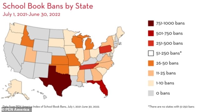 The anti-censorship group PEN America says censors have been busy in Texas, Florida, Pennsylvania, Tennessee, South Carolina, Wisconsin and Georgia.