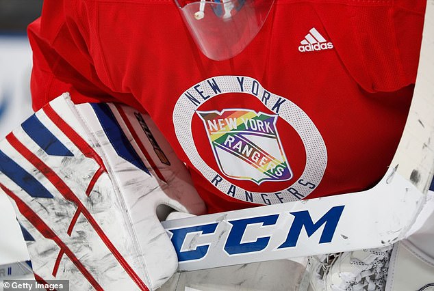 Igor Shesterkin #31 of the Rangers wears a special jersey in honor of Pride Night two years ago