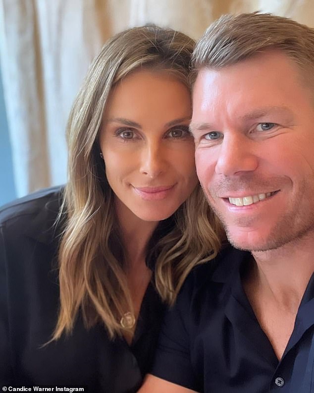 Warner (pictured with his wife Candice) has been playing with only a few short breaks since last August and his summer only ended last Friday when his Big Bash League team lost