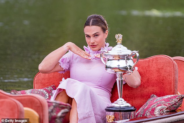 The Belarusian's trophy differed from that of all the Australian Open champions before her because her home country is not listed next to her name.