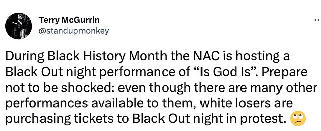 The theater's decision to hold black-only performances was not well received by many on social media with one suggesting that whites could sabotage the event.