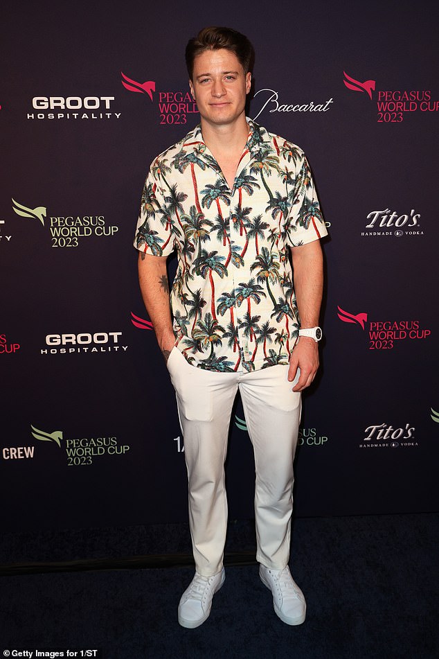 Tropical: Kygo rocked a button-down Hawaiian shirt paired with white pants and matching shoes for the run.