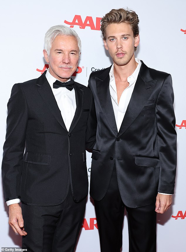 He was joined by director Baz Luhrmann, who directed Austin in the 2022 biopic of The King, for several photos before the ceremony.